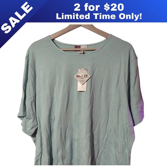 [Sale: 2 for $20!] NWT JM Women’s Collection Light Blue T-Shirt – Size 3X 0077 - Picture 1 of 6